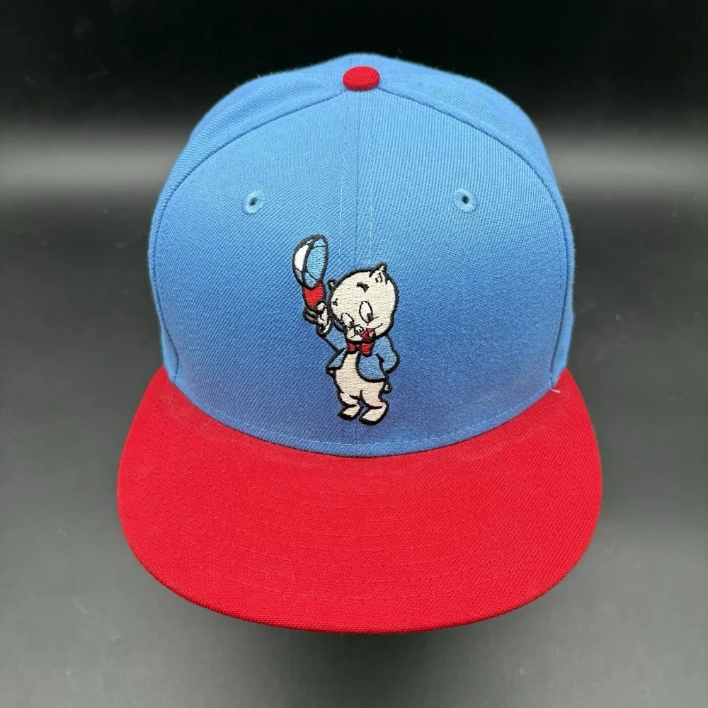 New Era‎ 59FIFTY Looney Tunes Porky Pig Fitted Hat 7 7/8 Blue Red Cap